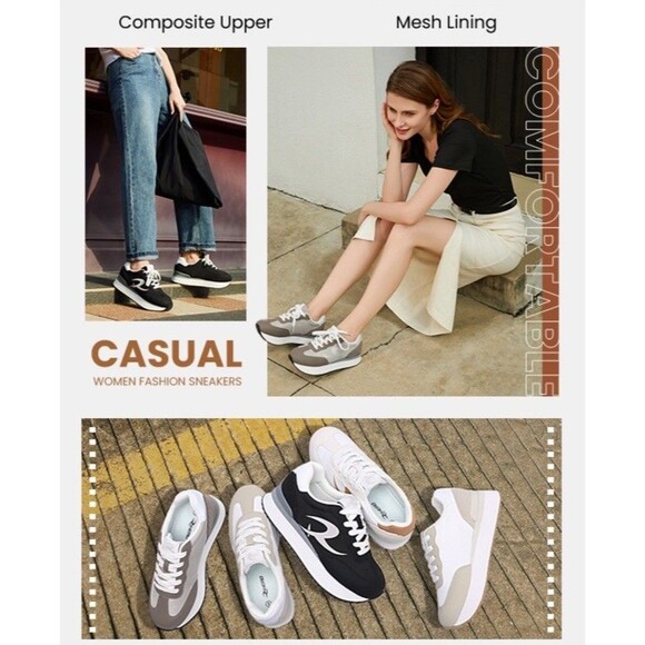 NWT Women's Platform Athletic Sneakers Non Slip Walking Shoes Comfort Size 9 - Picture 10 of 16